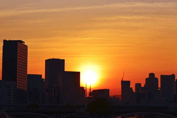 都心の夕焼け